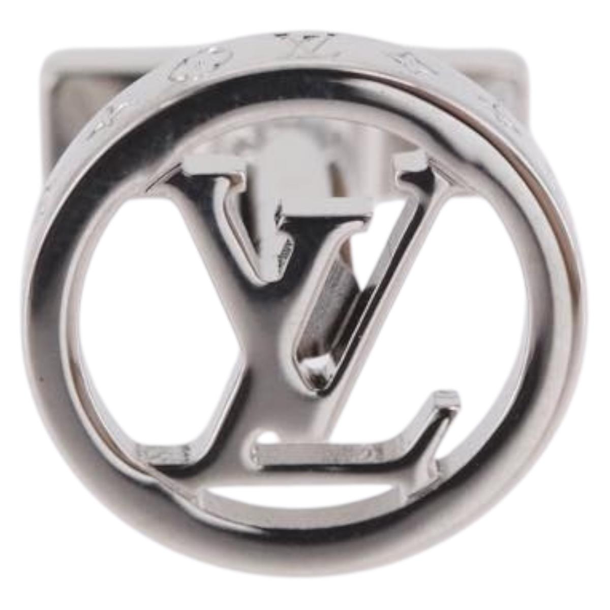 LOUIS VUITTON Damier Graphite Cufflink LV Catch Cuffs Metal M80188 Auth BA15541V