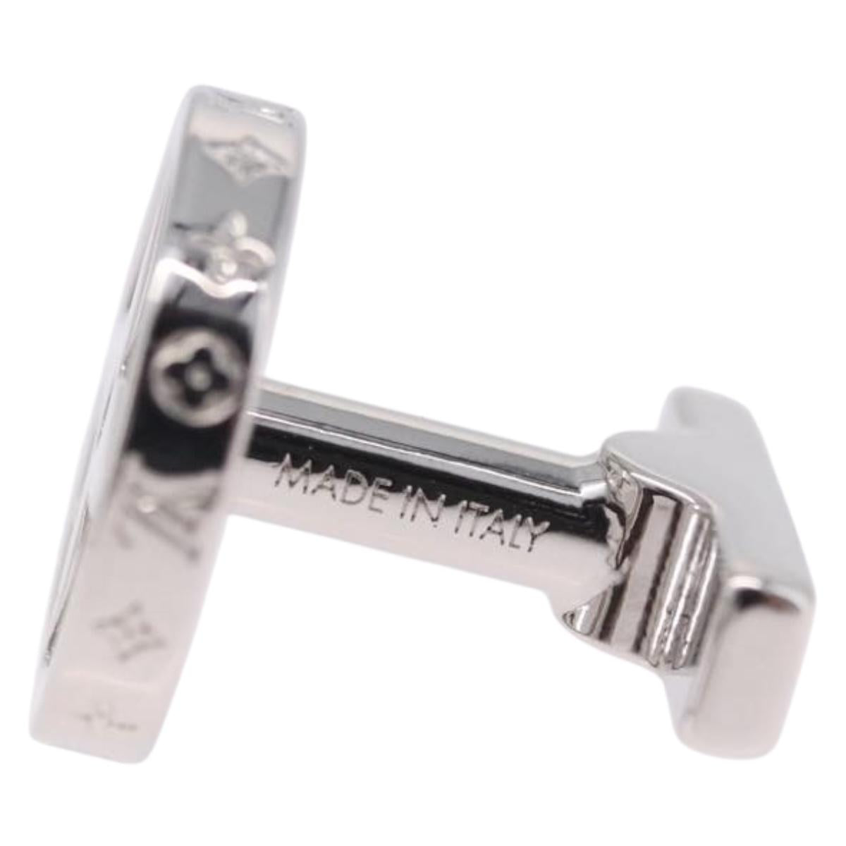 LOUIS VUITTON Damier Graphite Cufflink LV Catch Cuffs Metal M80188 Auth BA15541V