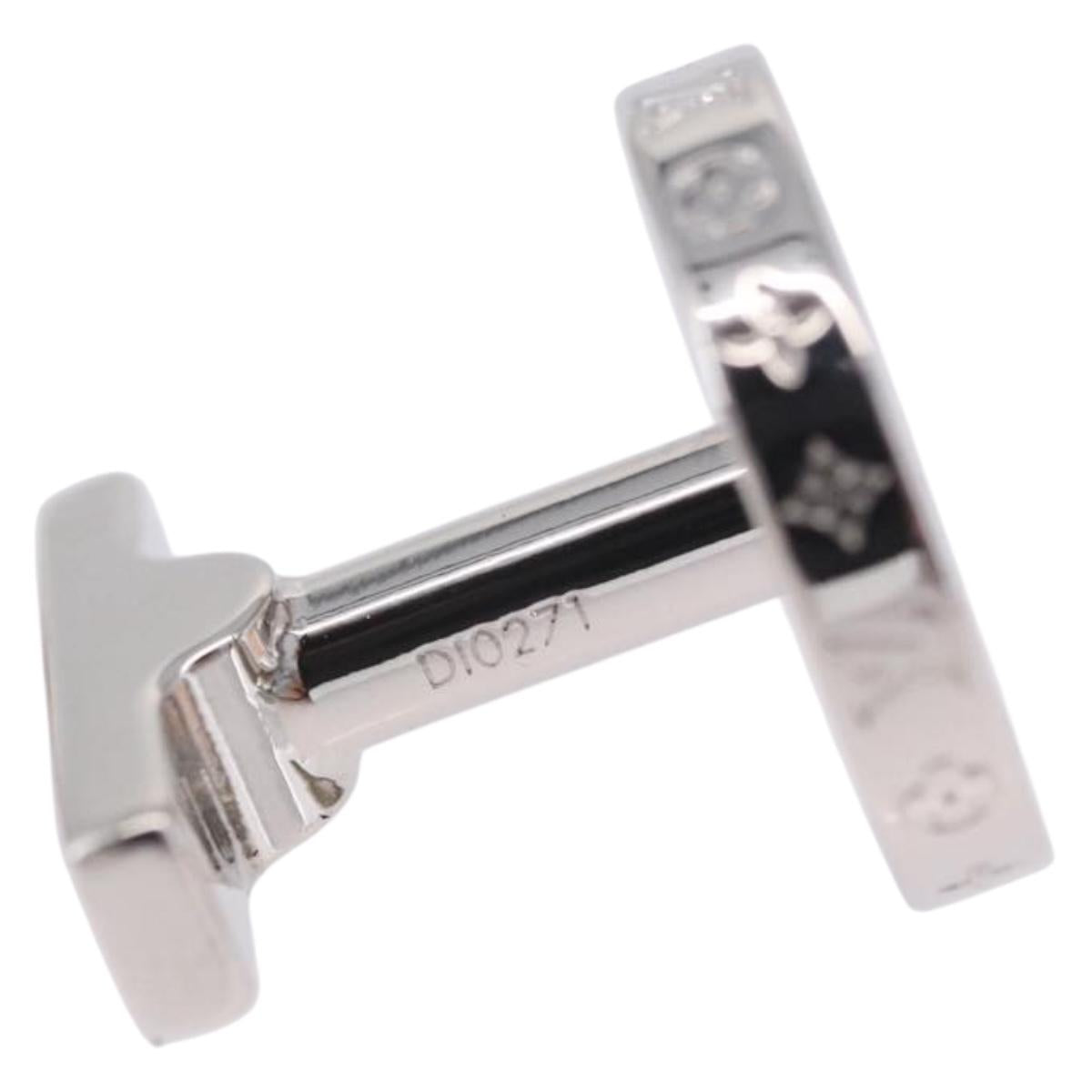 LOUIS VUITTON Damier Graphite Cufflink LV Catch Cuffs Metal M80188 Auth BA15541V