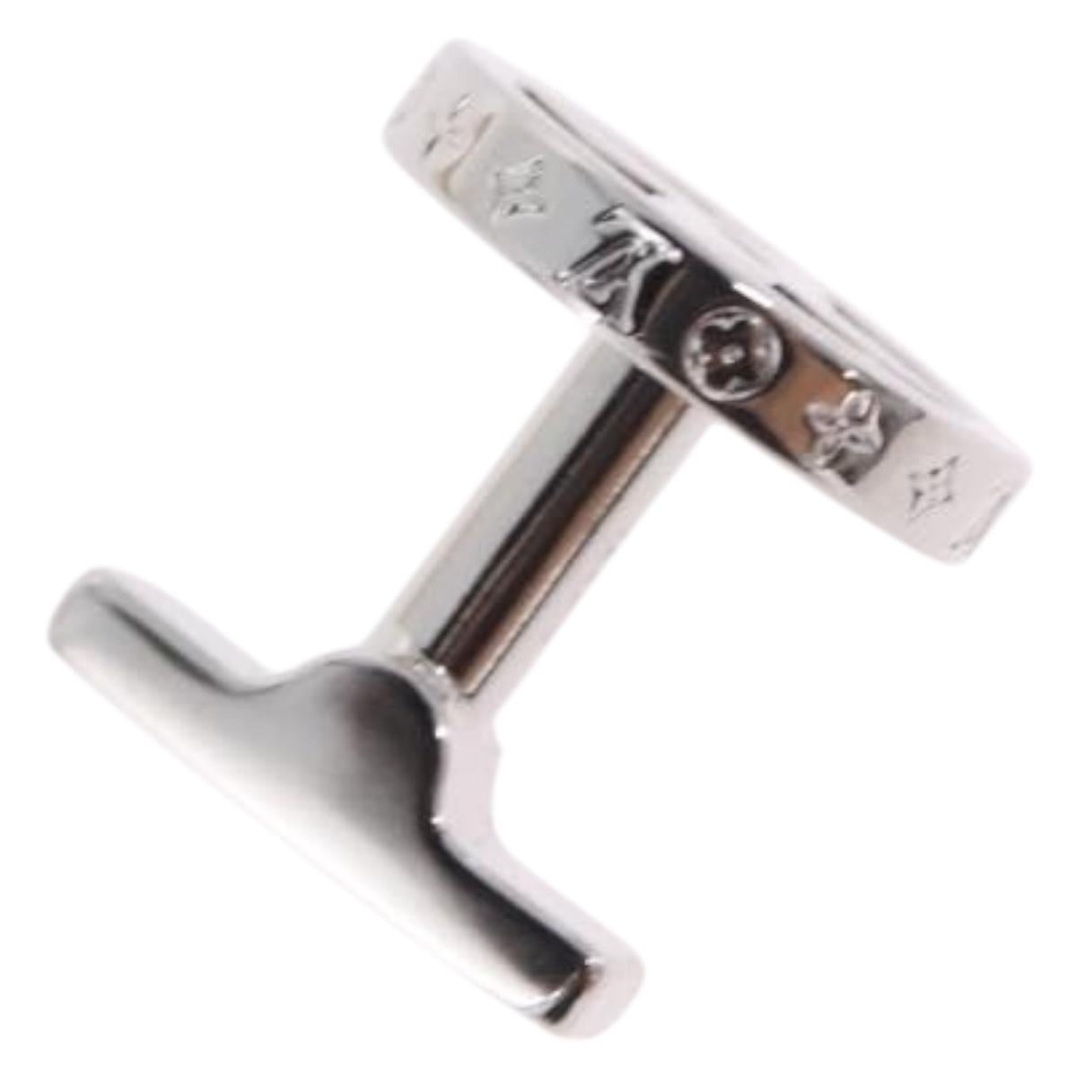 LOUIS VUITTON Damier Graphite Cufflink LV Catch Cuffs Metal M80188 Auth BA15541V
