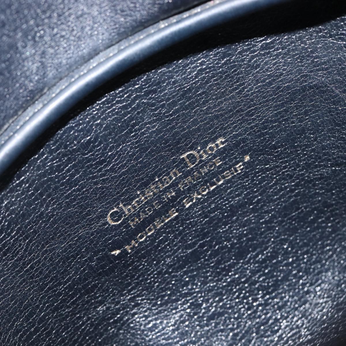 Christian Dior Trotter Canvas Hand Bag Navy Gold Tone Auth BA15542