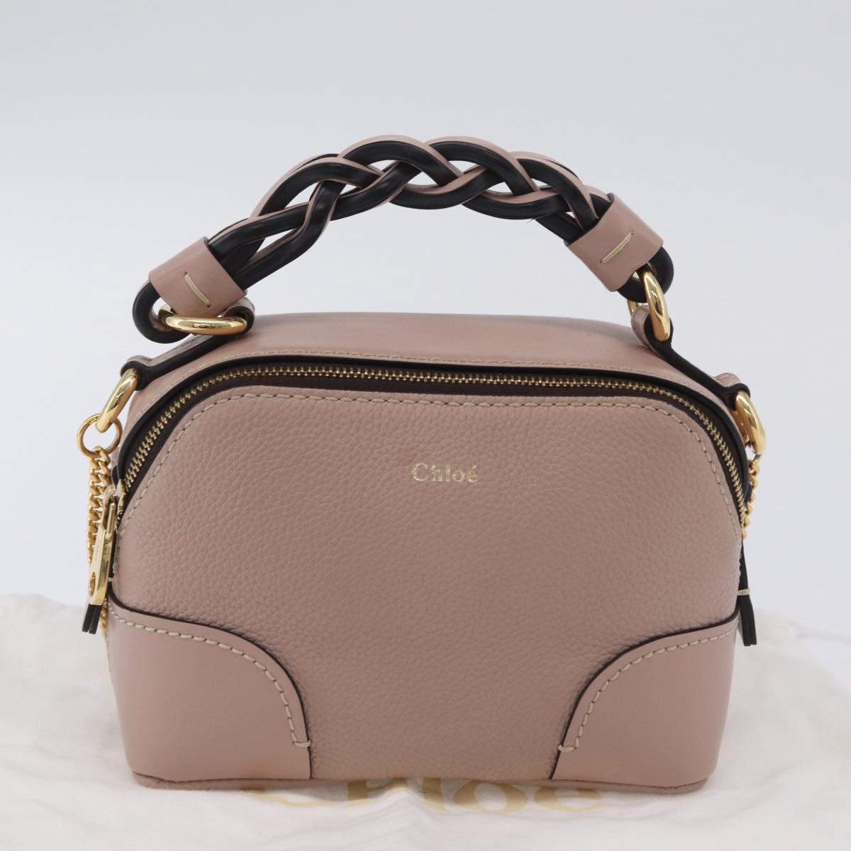 Chloe Dahlia Mini Hand Bag Leather 2way Pink Gold Tone Auth BA15544M