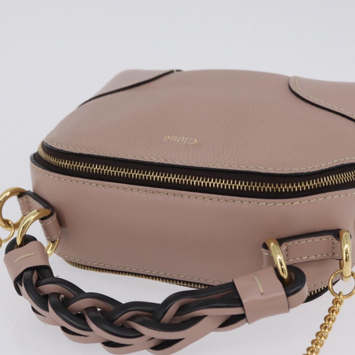 Chloe Dahlia Mini Hand Bag Leather 2way Pink Gold Tone Auth BA15544M