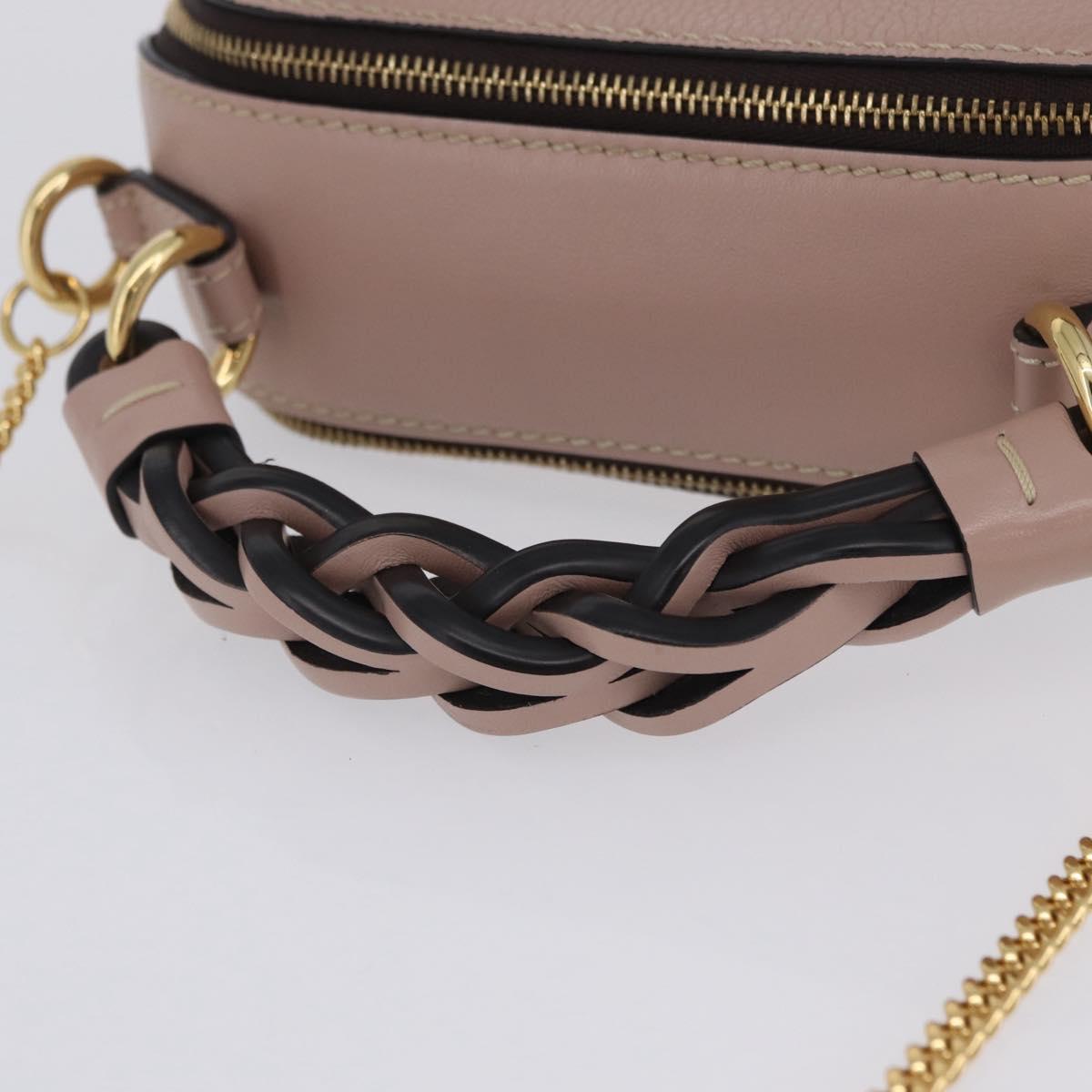 Chloe Dahlia Mini Hand Bag Leather 2way Pink Gold Tone Auth BA15544M
