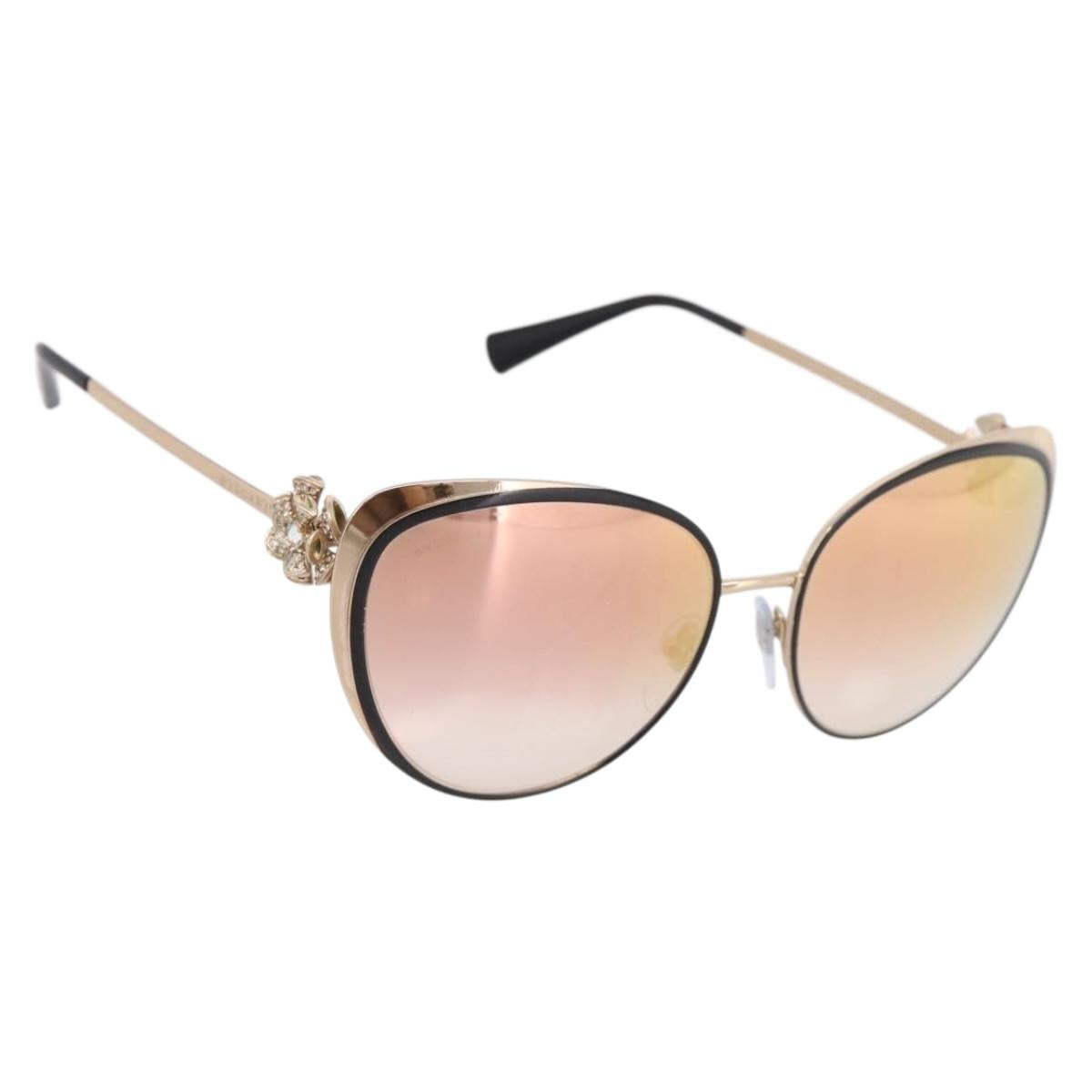 BVLGARI Sunglasses Metal Gold Black Auth BA15547V