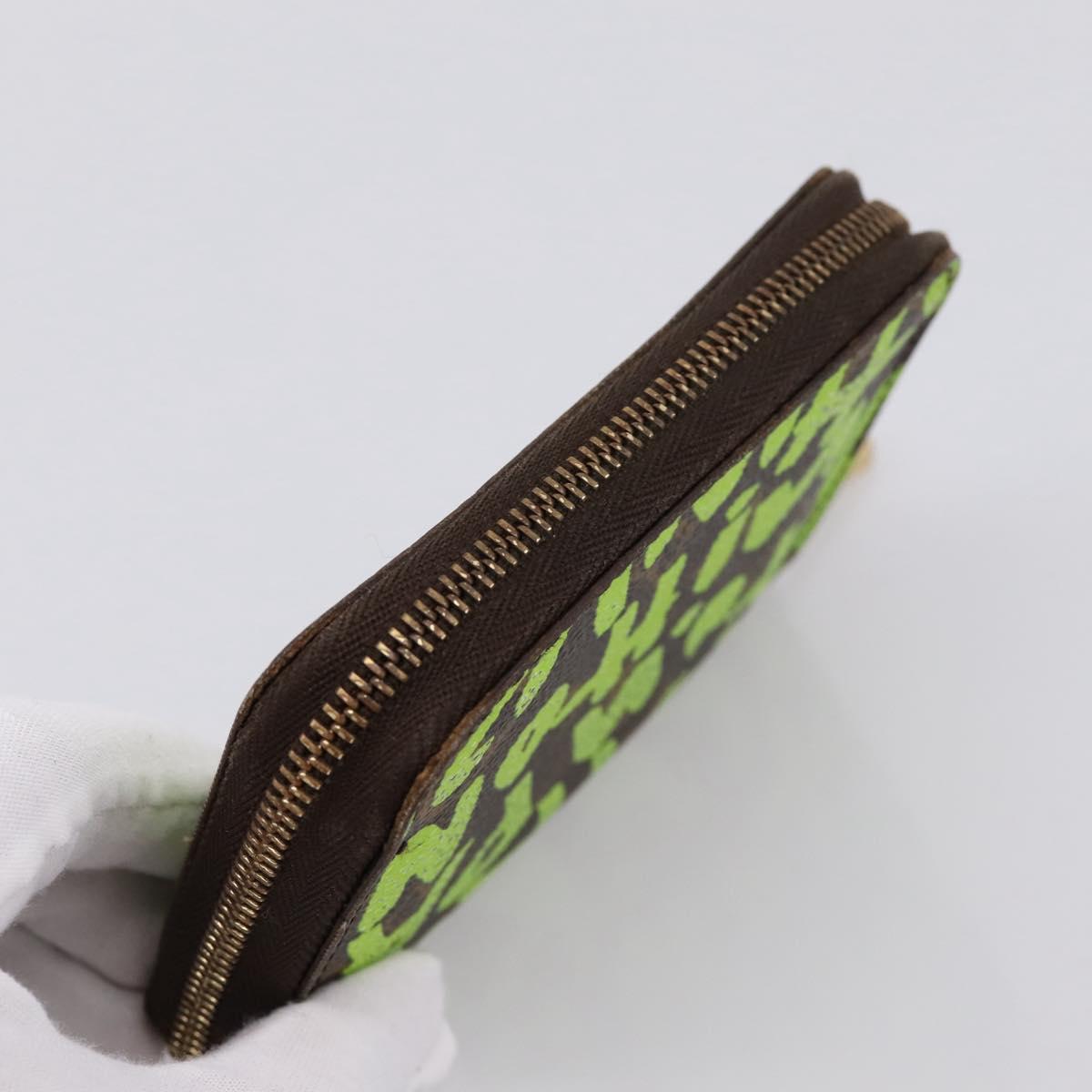 LOUIS VUITTON Monogram Graffiti Zippy Coin Purse Green M93709 LV Auth BA15548