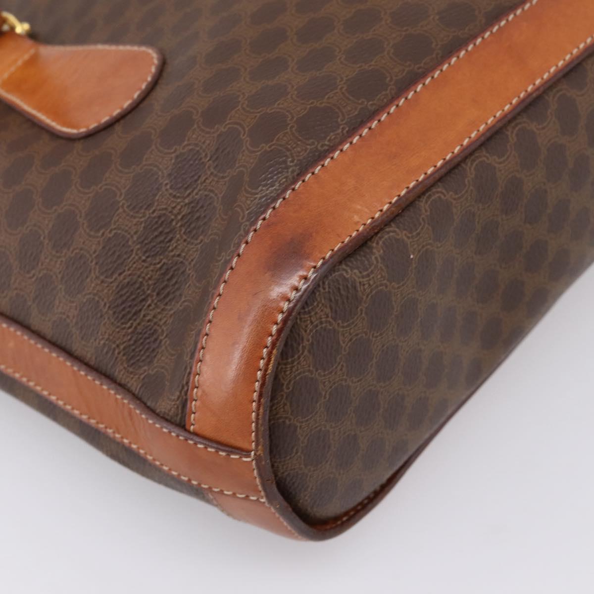 CELINE Macadam Tote Bag PVC Leather Brown Gold Tone Auth BA15551