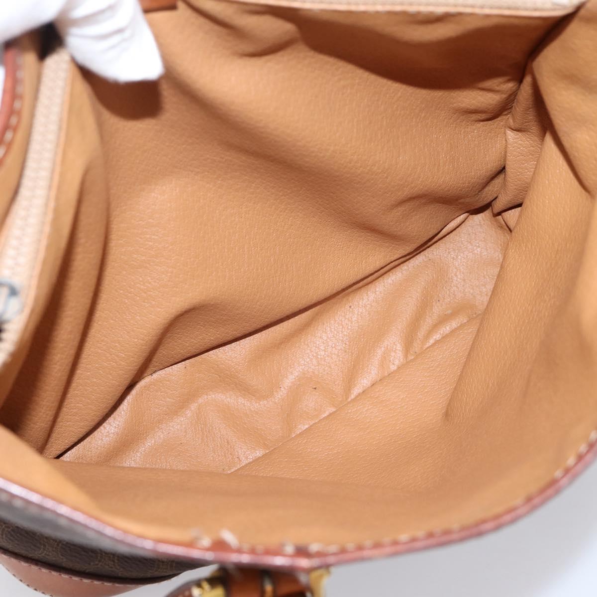CELINE Macadam Tote Bag PVC Leather Brown Gold Tone Auth BA15551