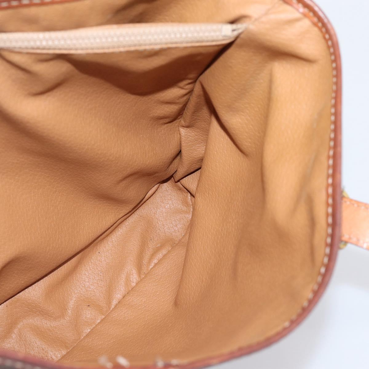 CELINE Macadam Tote Bag PVC Leather Brown Gold Tone Auth BA15551