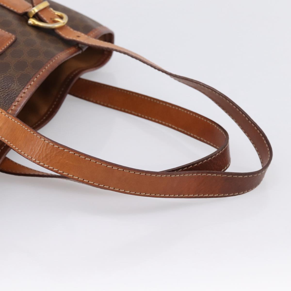 CELINE Macadam Tote Bag PVC Leather Brown Gold Tone Auth BA15551