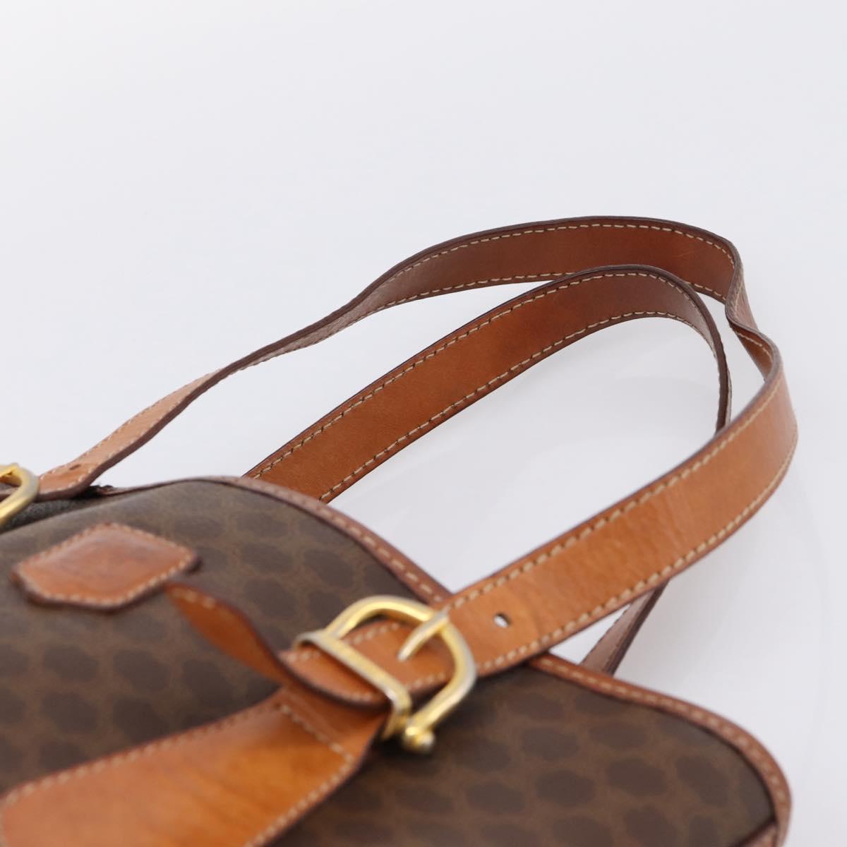 CELINE Macadam Tote Bag PVC Leather Brown Gold Tone Auth BA15551
