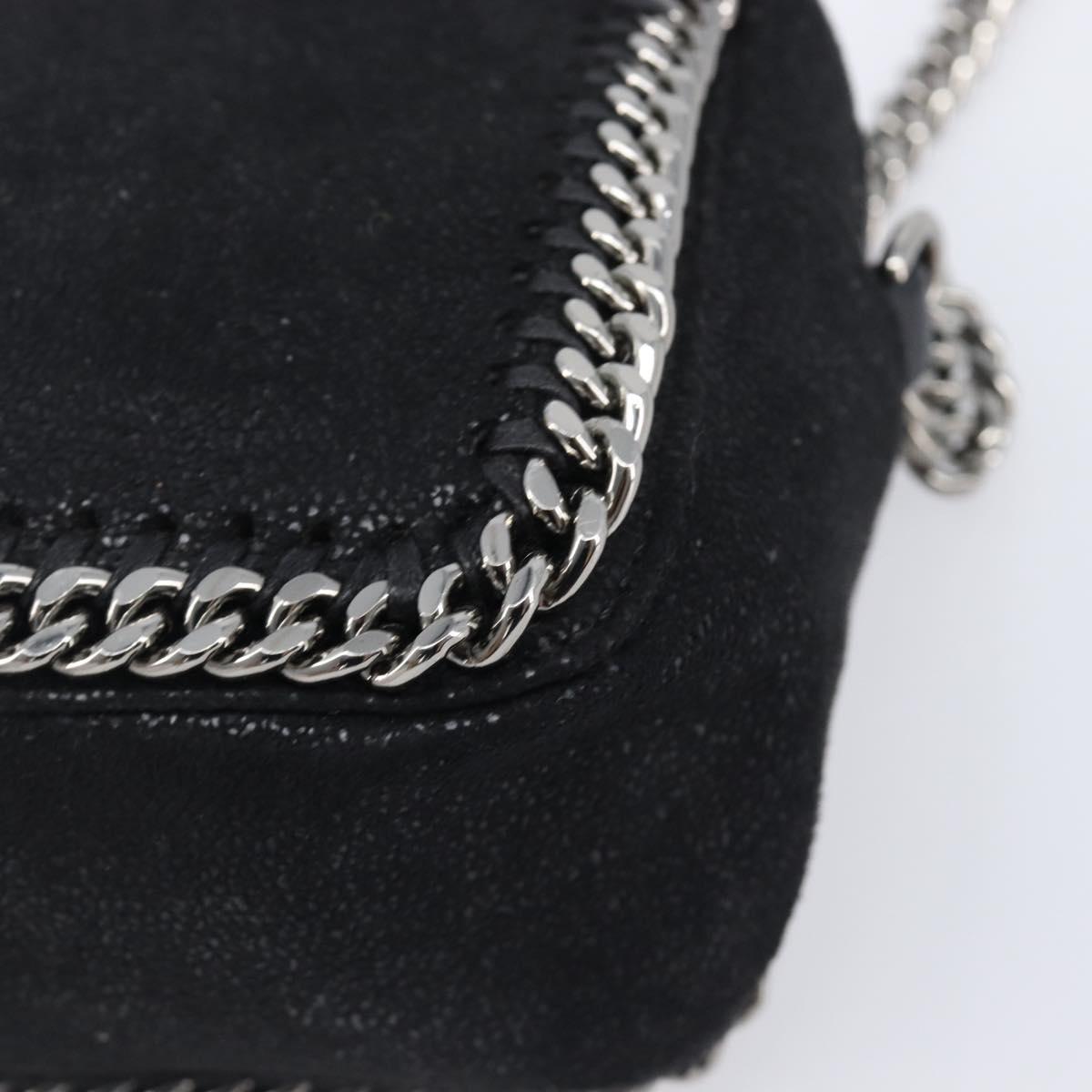 Stella MacCartney Falabella Chain Shoulder Bag Suede Black Silver Auth BA15553