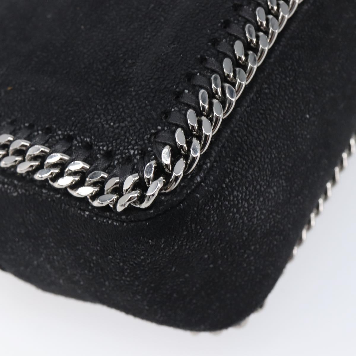 Stella MacCartney Falabella Chain Shoulder Bag Suede Black Silver Auth BA15553