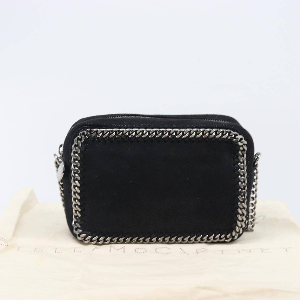 Stella MacCartney Falabella Chain Shoulder Bag Suede Black Silver Auth BA15553