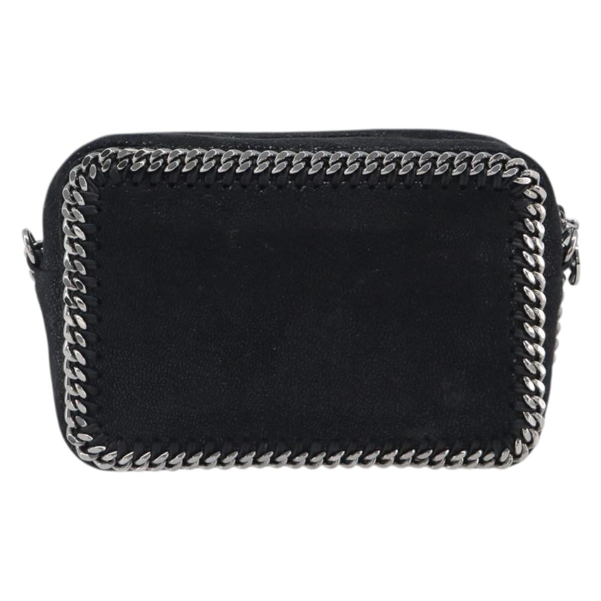 Stella MacCartney Falabella Chain Shoulder Bag Suede Black Silver Auth BA15553