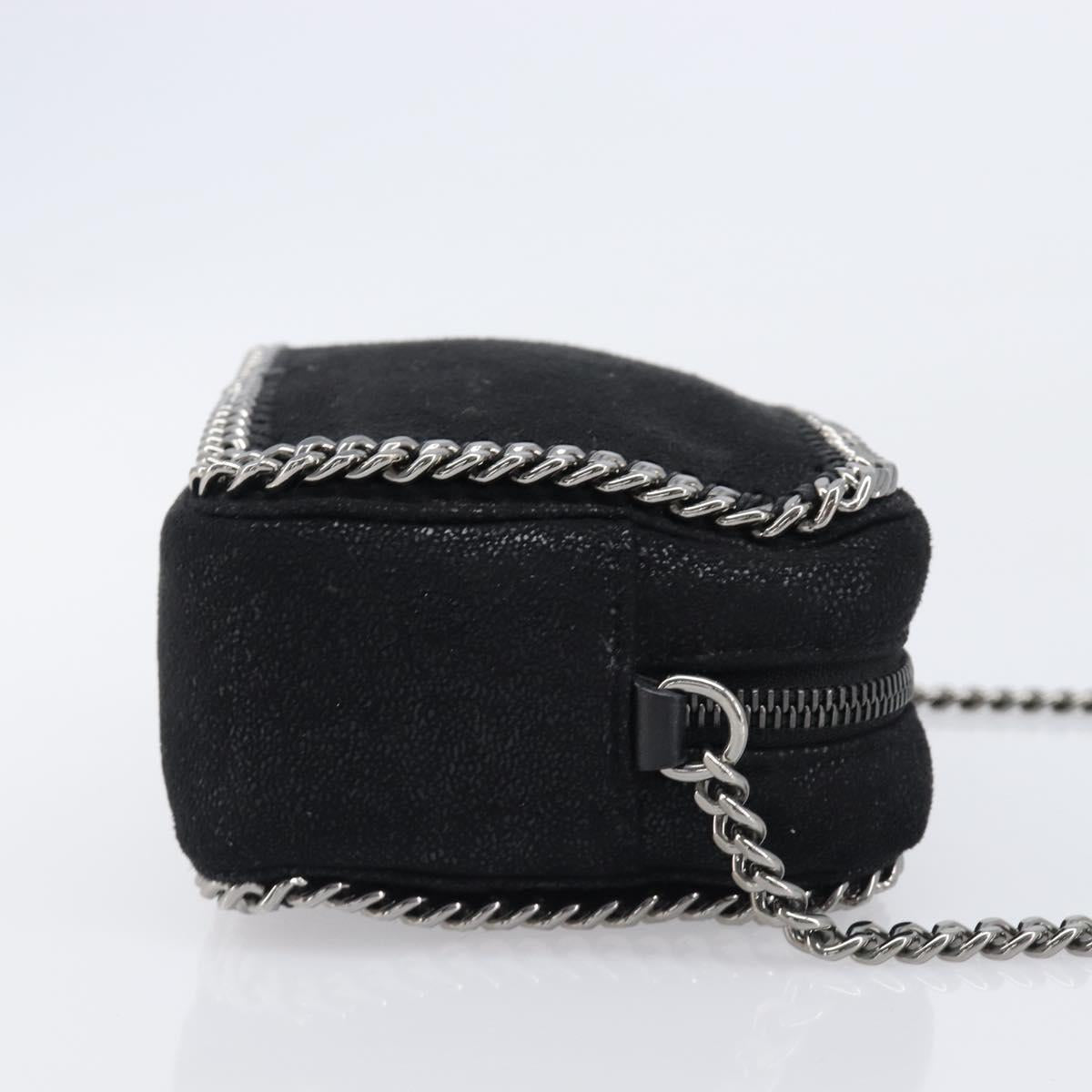 Stella MacCartney Falabella Chain Shoulder Bag Suede Black Silver Auth BA15553