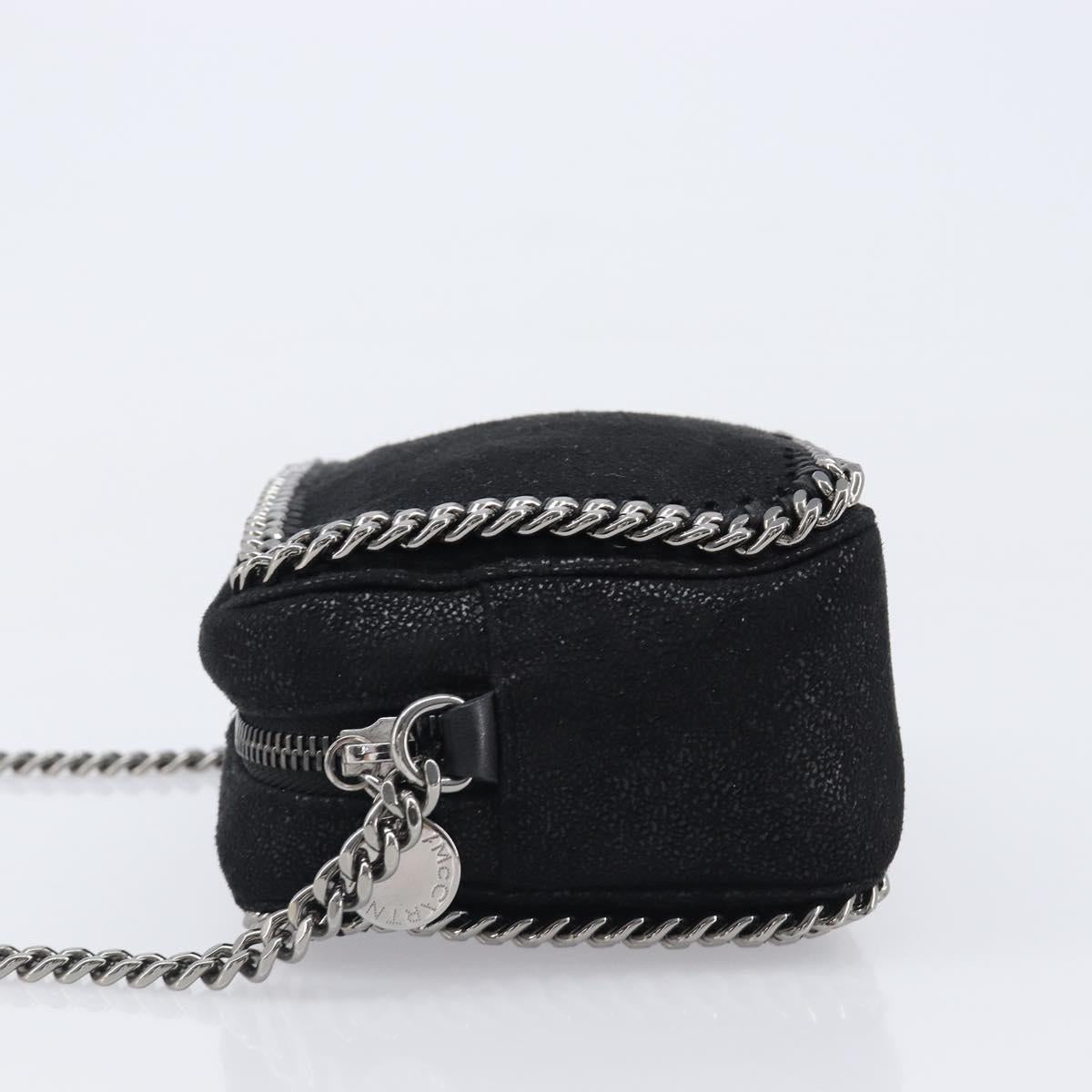Stella MacCartney Falabella Chain Shoulder Bag Suede Black Silver Auth BA15553