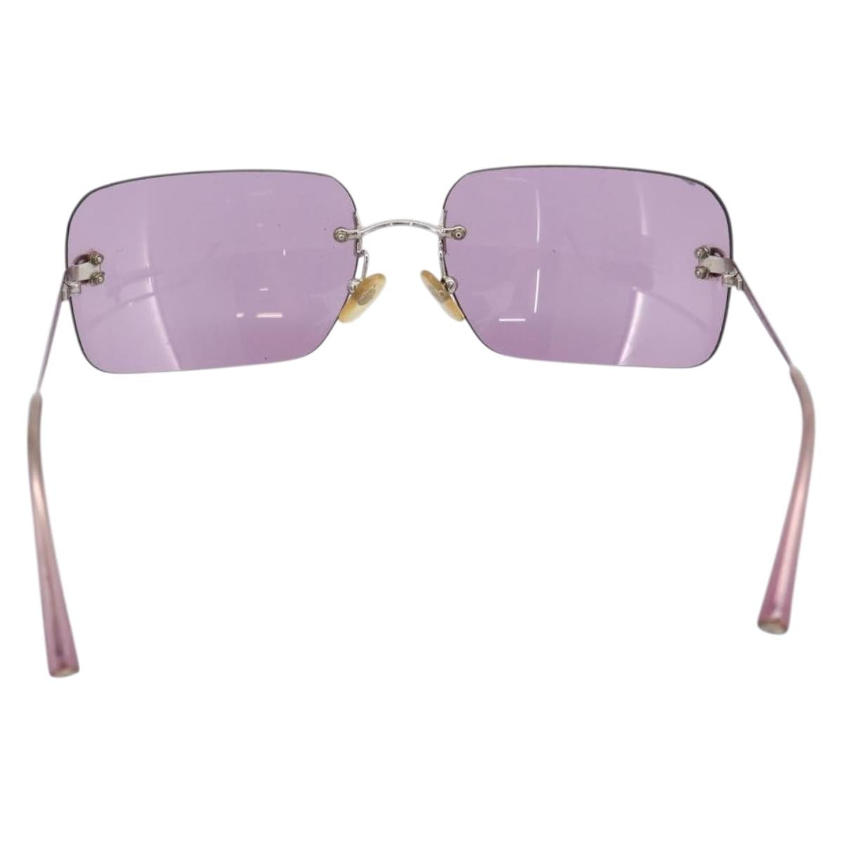 CHANEL Sunglasses Metal Purple Silver CC Auth BA15554