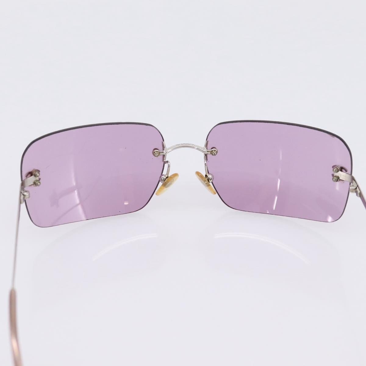 CHANEL Sunglasses Metal Purple Silver CC Auth BA15554