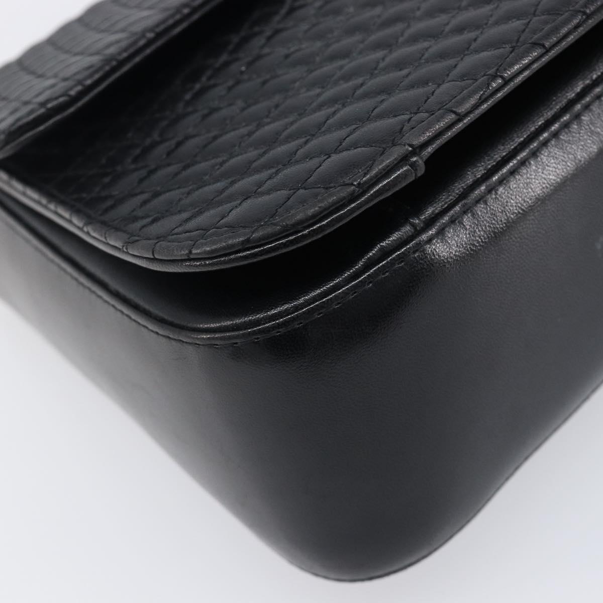 BALLY Shoulder Bag Leather Black Gold Tone Auth BA15556
