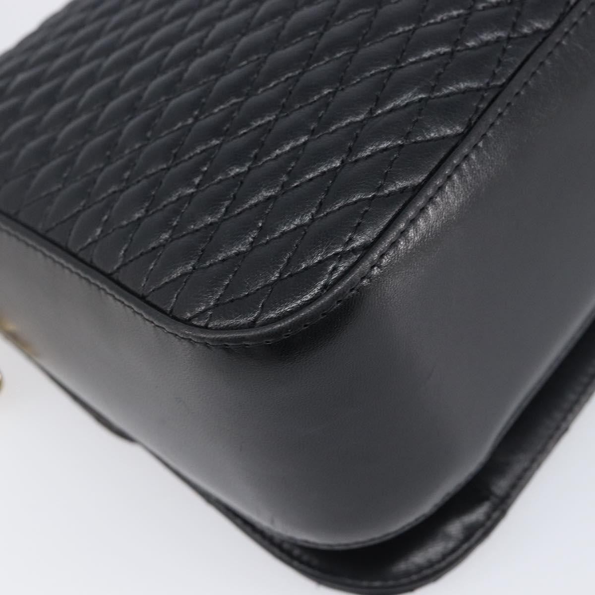BALLY Shoulder Bag Leather Black Gold Tone Auth BA15556