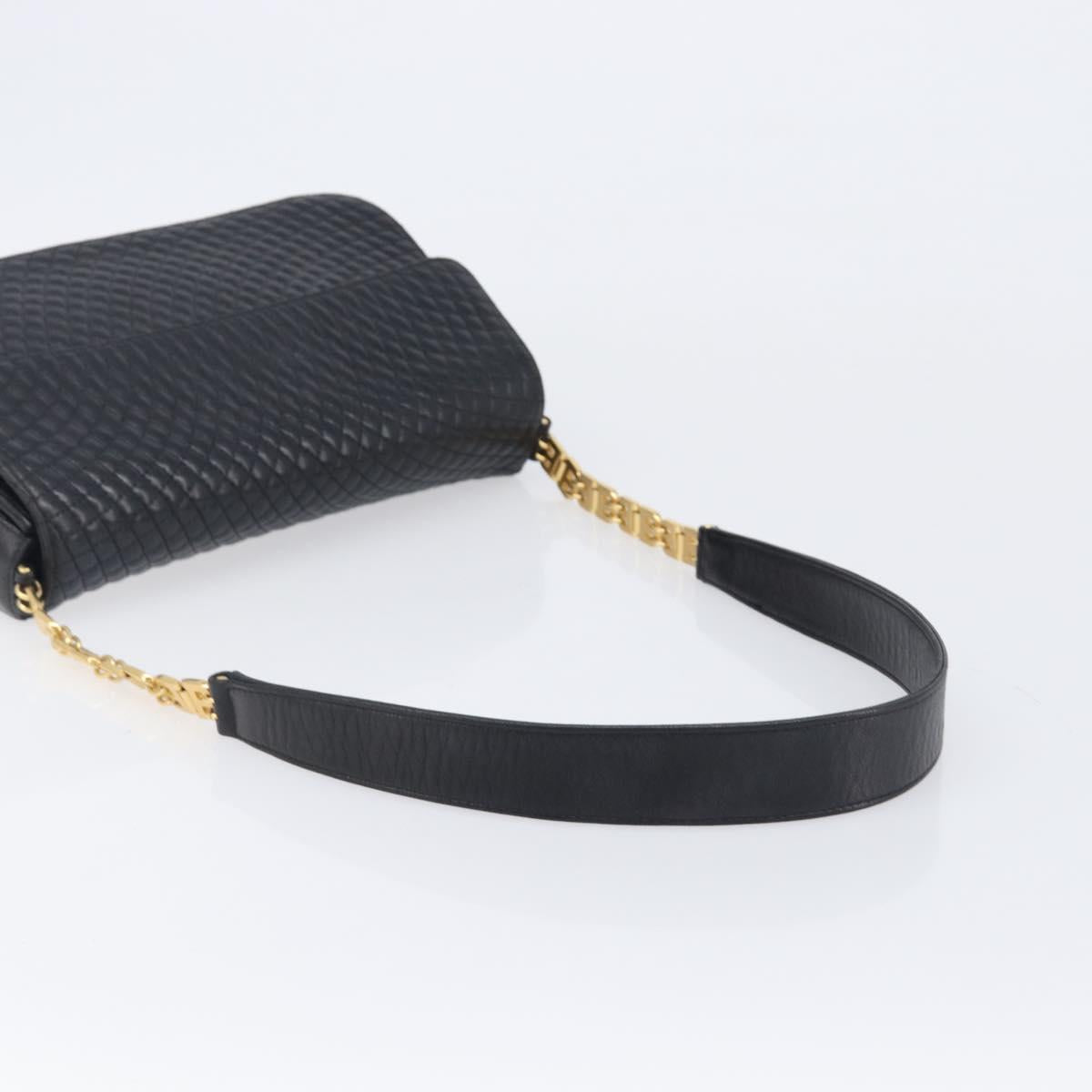 BALLY Shoulder Bag Leather Black Gold Tone Auth BA15556