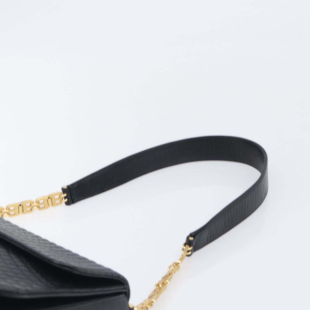 BALLY Shoulder Bag Leather Black Gold Tone Auth BA15556