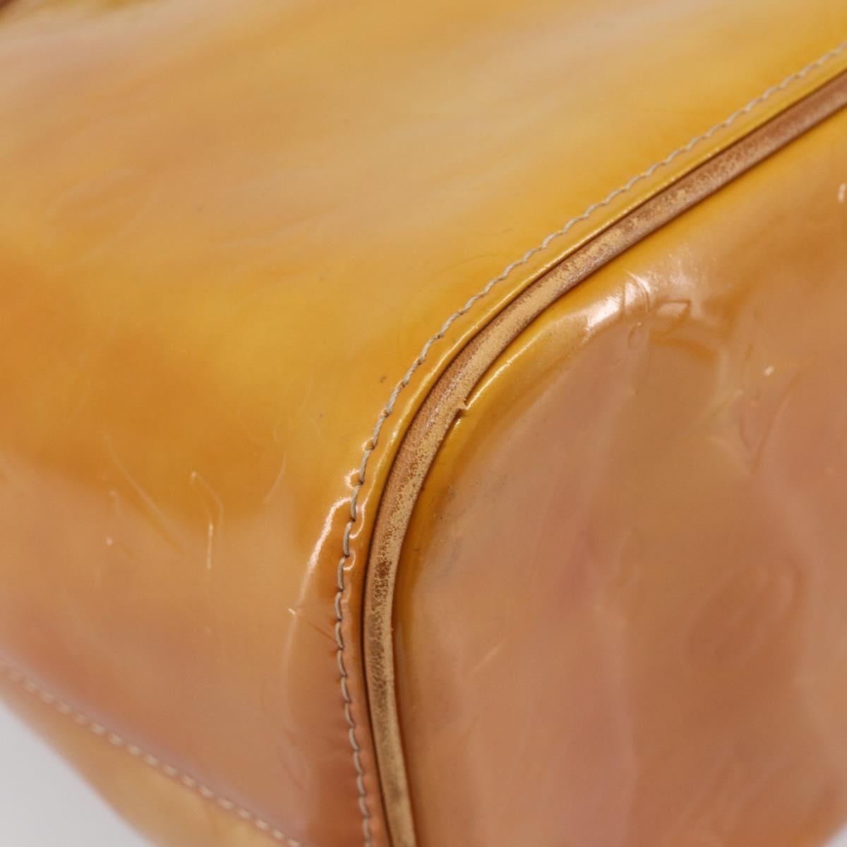 LOUIS VUITTON Monogram Vernis Houston Hand Bag Beige M91004 LV Auth BA15557