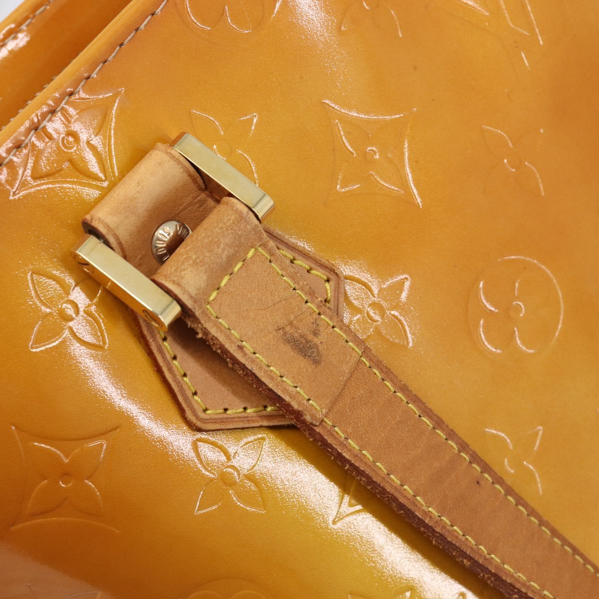 LOUIS VUITTON Monogram Vernis Houston Hand Bag Beige M91004 LV Auth BA15557