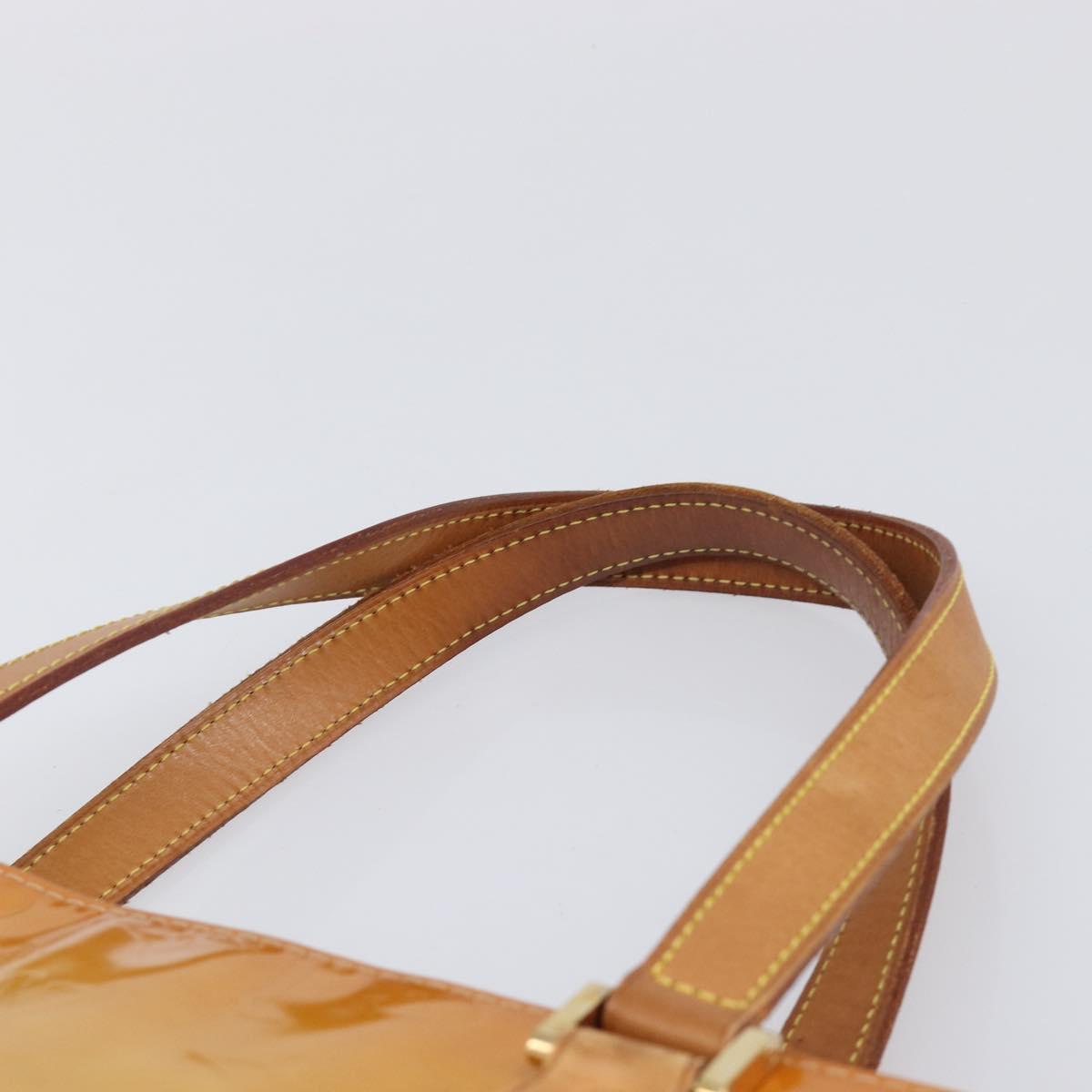LOUIS VUITTON Monogram Vernis Houston Hand Bag Beige M91004 LV Auth BA15557