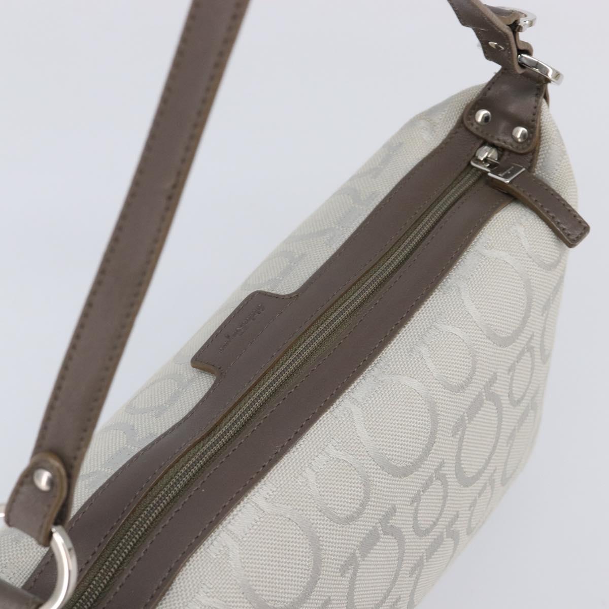 Salvatore Ferragamo Gancini Hand Bag Canvas Gray Silver Auth BA15559