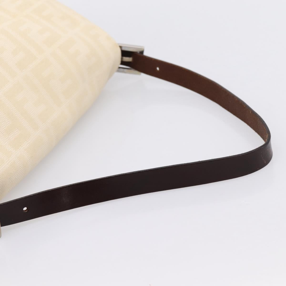 FENDI Zucca Canvas Mamma Baguette Shoulder Bag Beige Silver Auth BA15565A