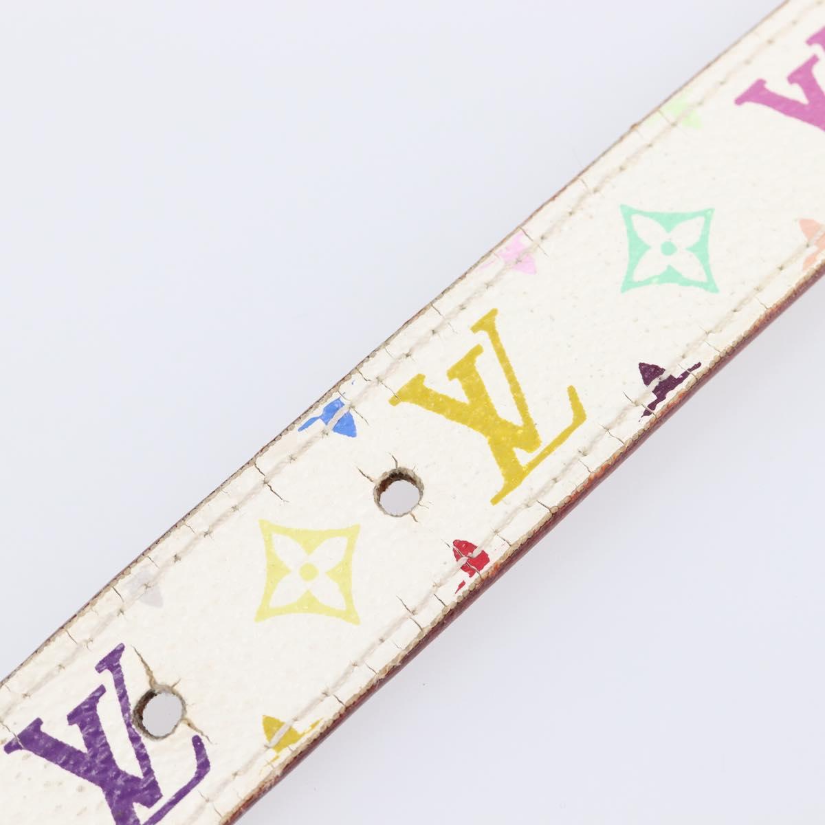 LOUIS VUITTON Monogram Multicolor Ceinture Carre Belt White M9272 Auth BA15567