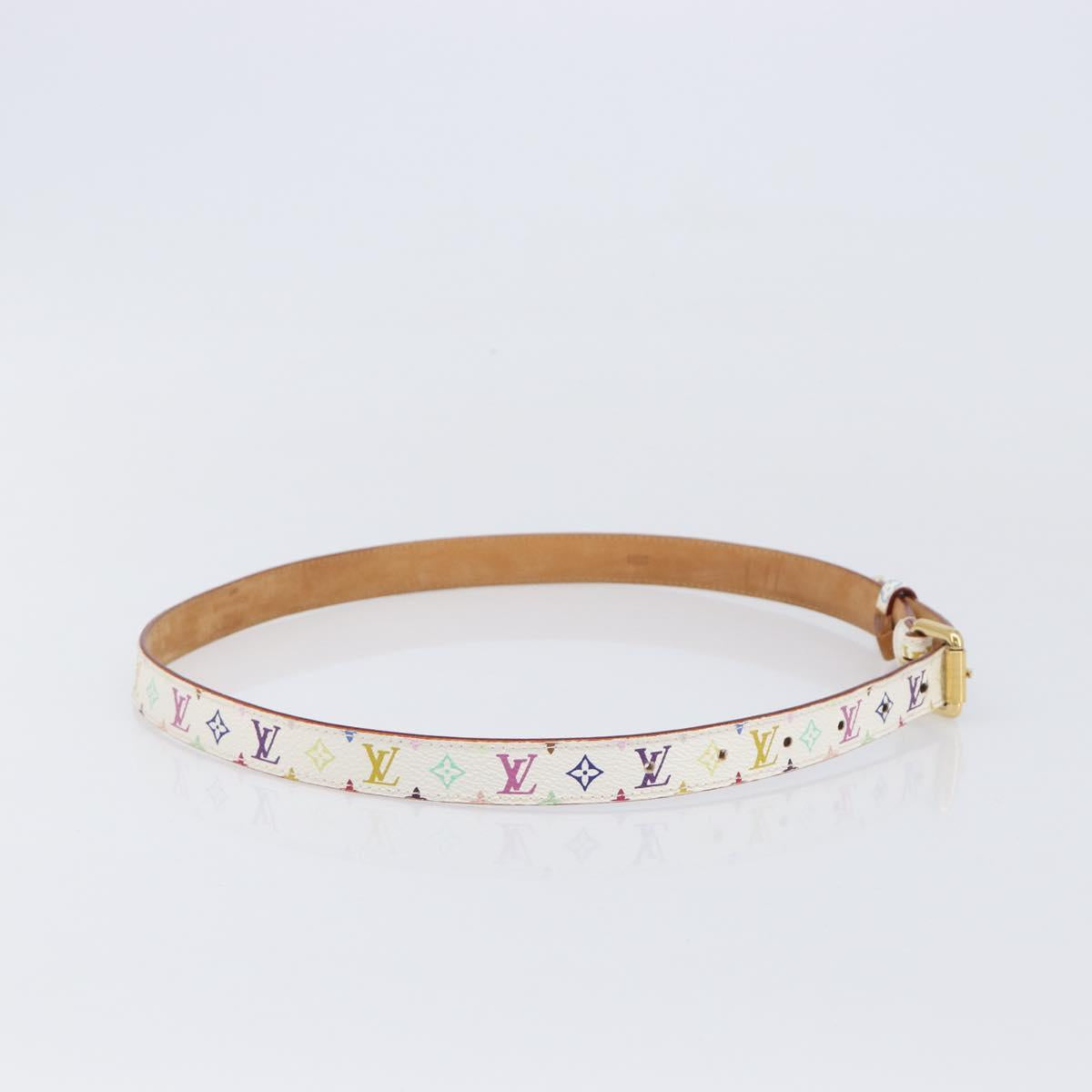 LOUIS VUITTON Monogram Multicolor Ceinture Carre Belt White M9272 Auth BA15567