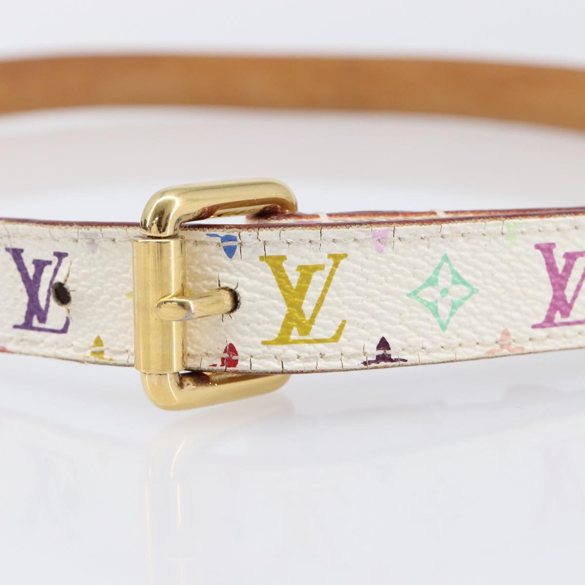 LOUIS VUITTON Monogram Multicolor Ceinture Carre Belt White M9272 Auth BA15567