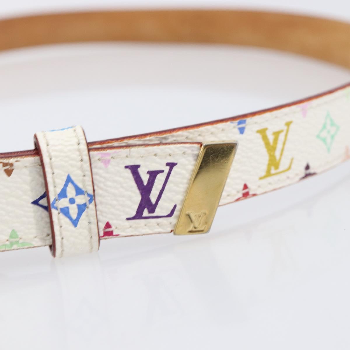LOUIS VUITTON Monogram Multicolor Ceinture Carre Belt White M9272 Auth BA15567