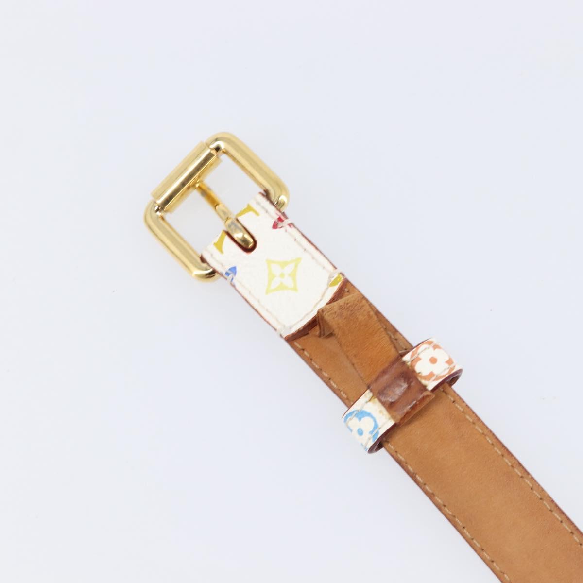 LOUIS VUITTON Monogram Multicolor Ceinture Carre Belt White M9272 Auth BA15567