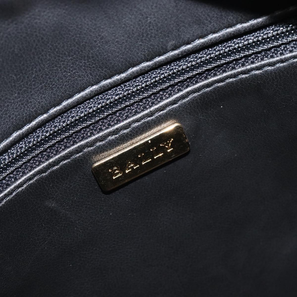 BALLY Chain Shoulder Bag Leather Black Gold Tone Auth BA15568A