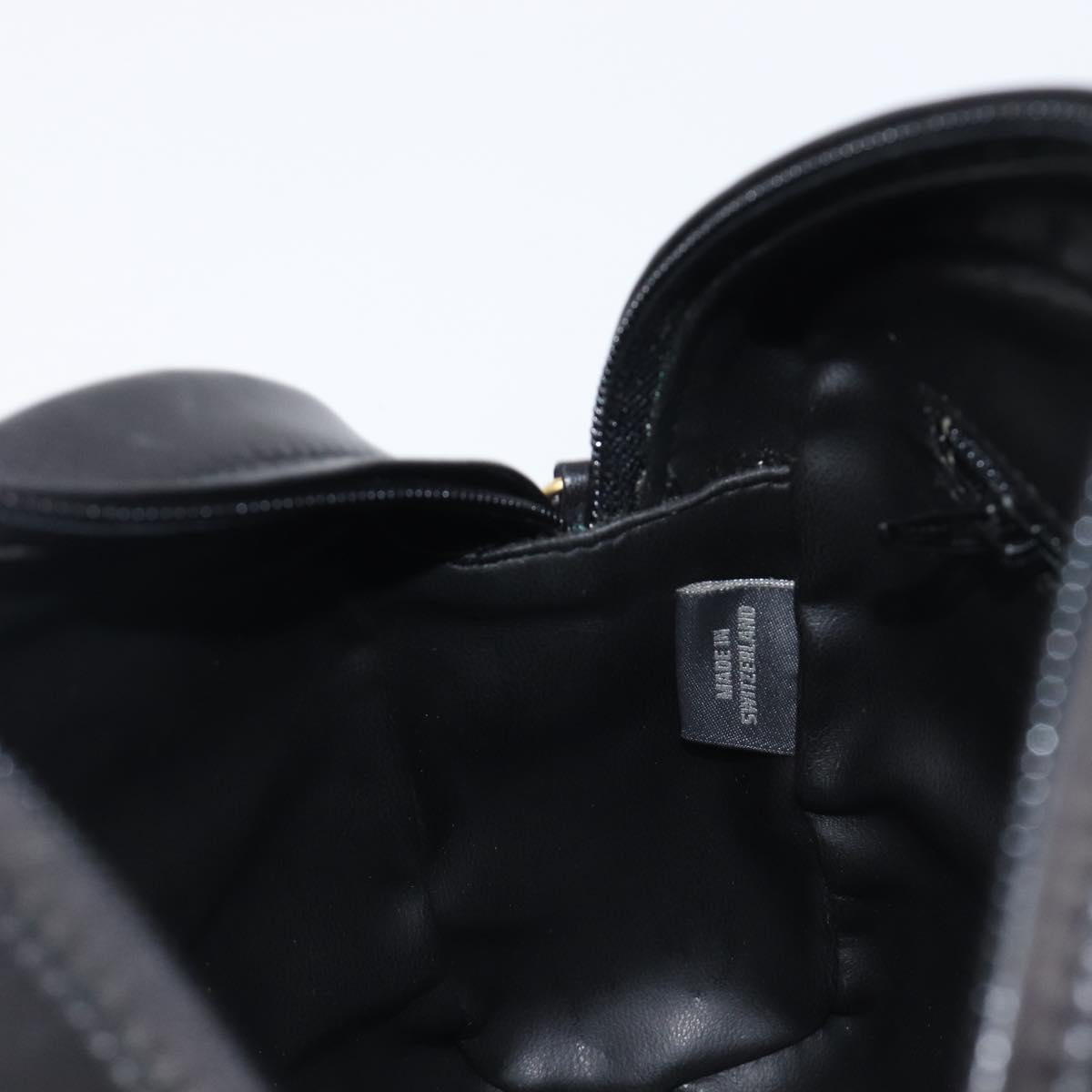 BALLY Chain Shoulder Bag Leather Black Gold Tone Auth BA15568A