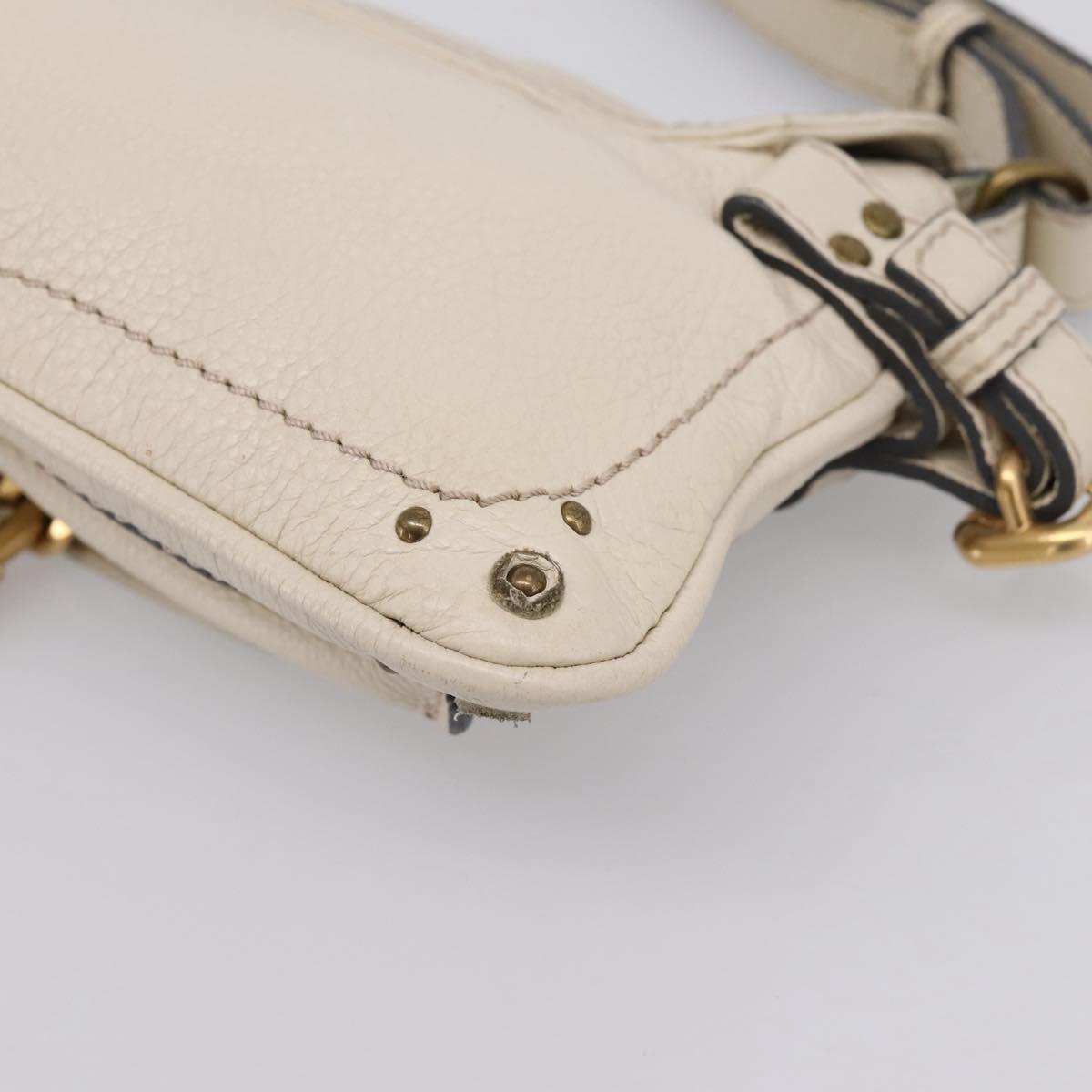 Chloe Paddington Shoulder Bag Leather Outlet White Gold Tone Auth BA15569V