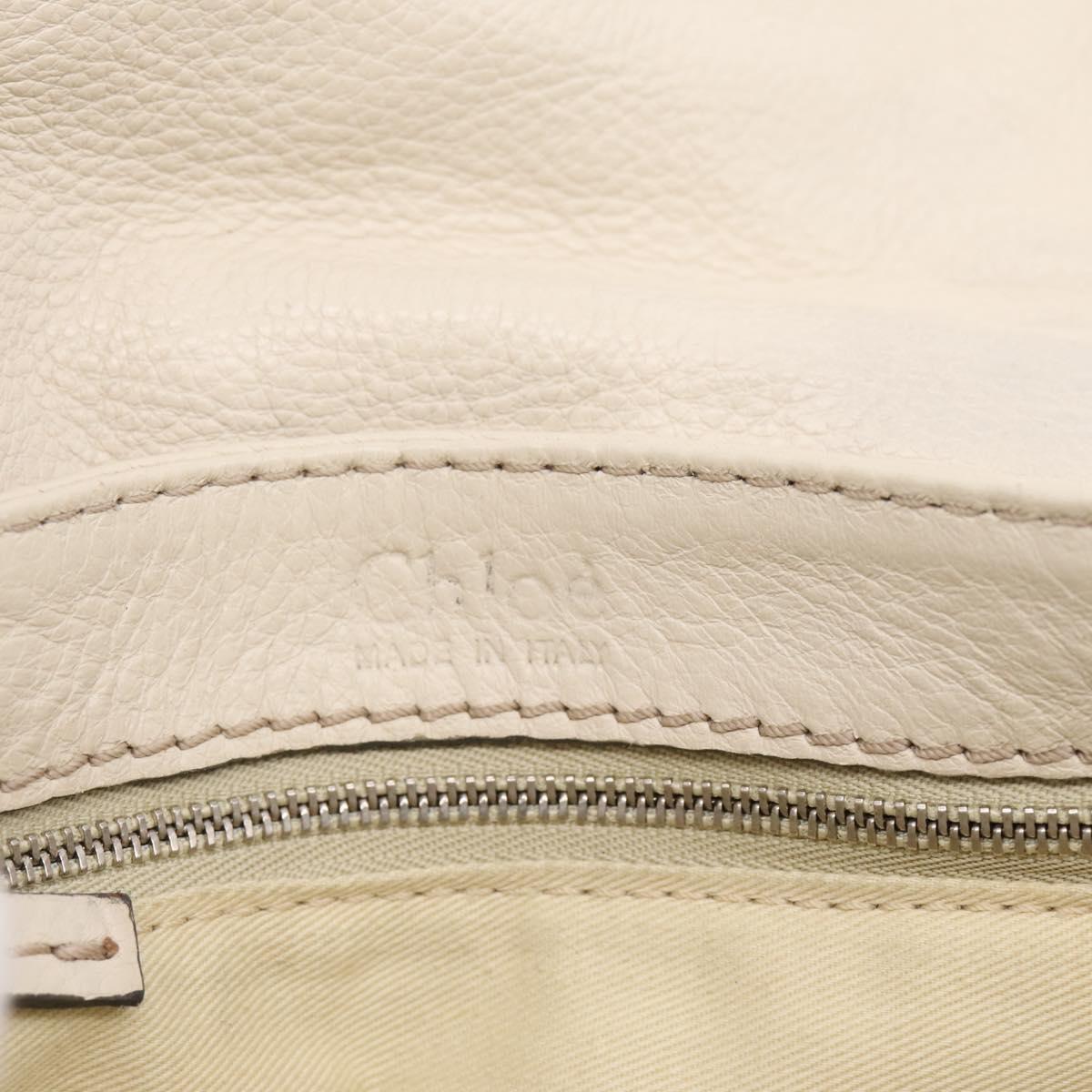 Chloe Paddington Shoulder Bag Leather Outlet White Gold Tone Auth BA15569V