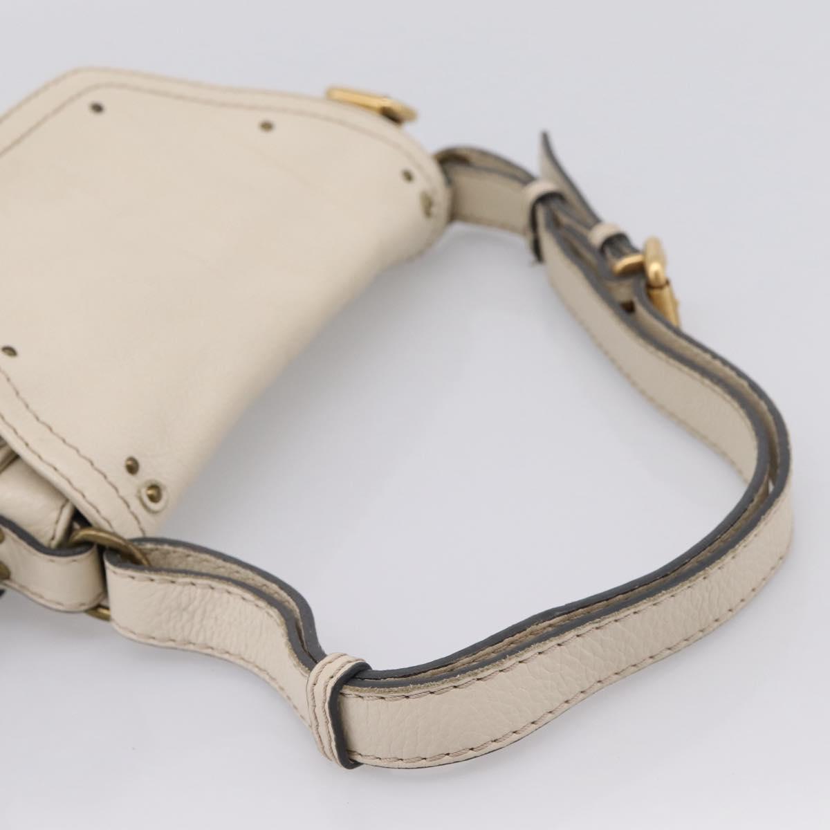 Chloe Paddington Shoulder Bag Leather Outlet White Gold Tone Auth BA15569V