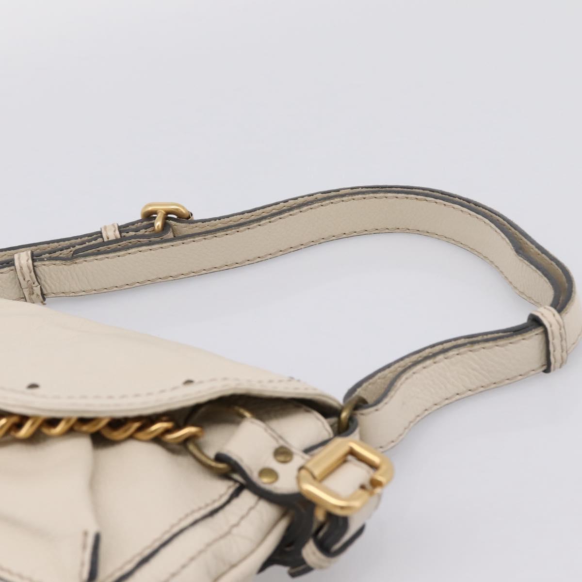 Chloe Paddington Shoulder Bag Leather Outlet White Gold Tone Auth BA15569V