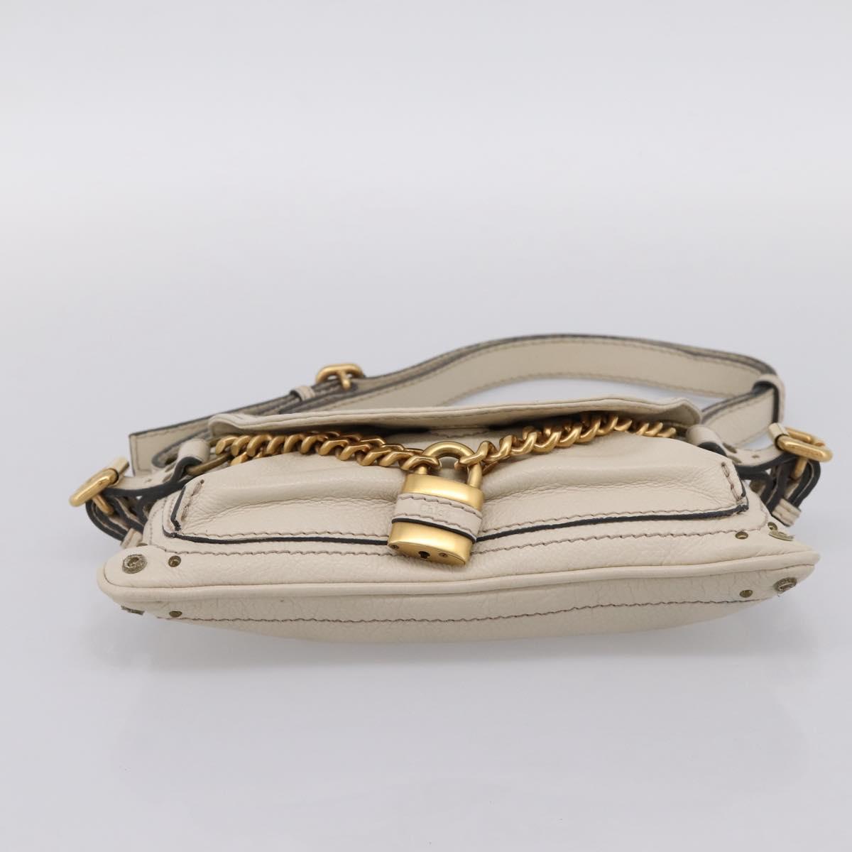Chloe Paddington Shoulder Bag Leather Outlet White Gold Tone Auth BA15569V