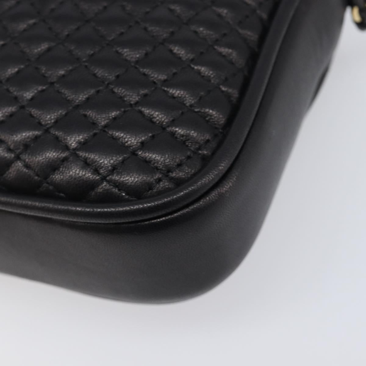BALLY Chain Shoulder Bag Leather Black Gold Tone Auth BA15570A