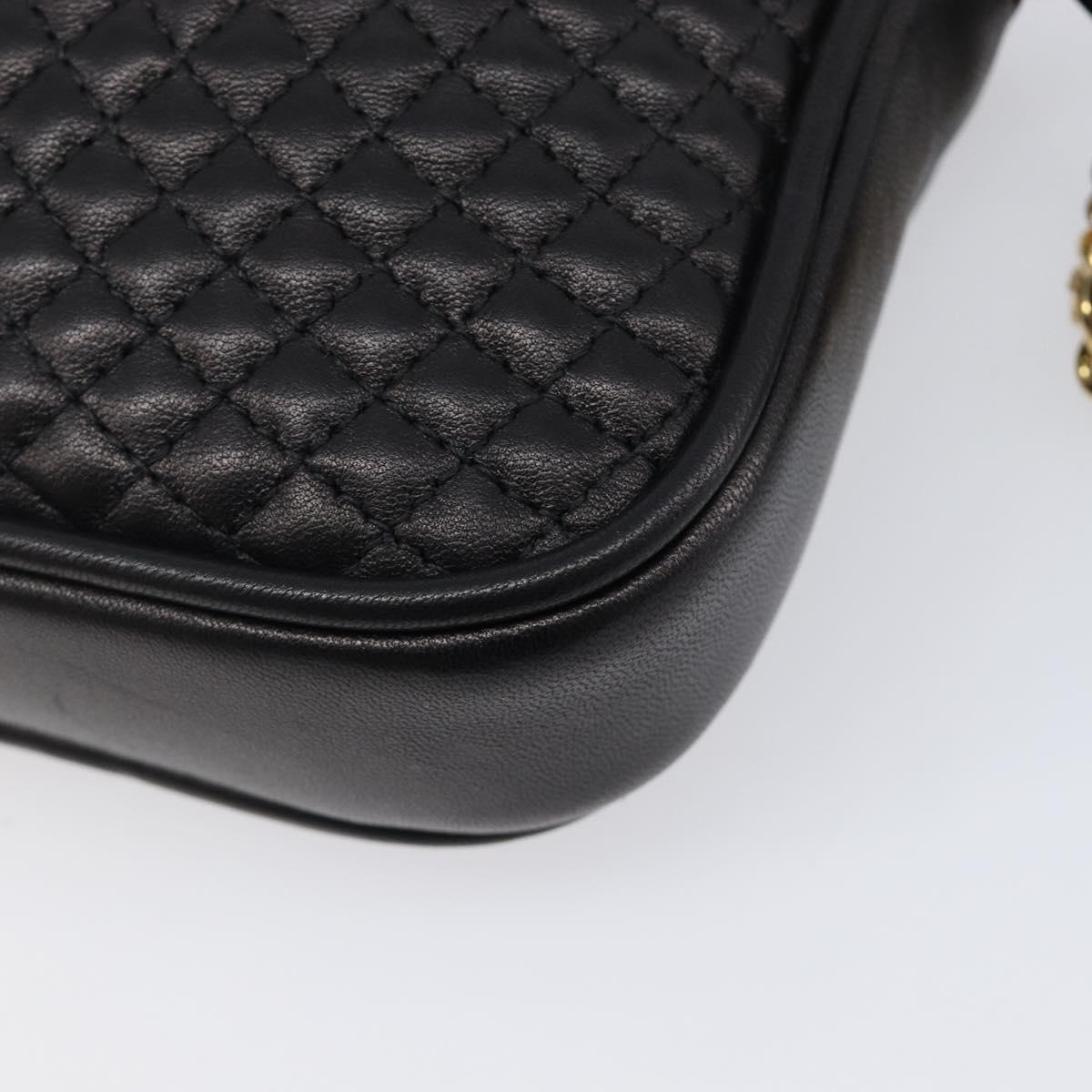BALLY Chain Shoulder Bag Leather Black Gold Tone Auth BA15570A