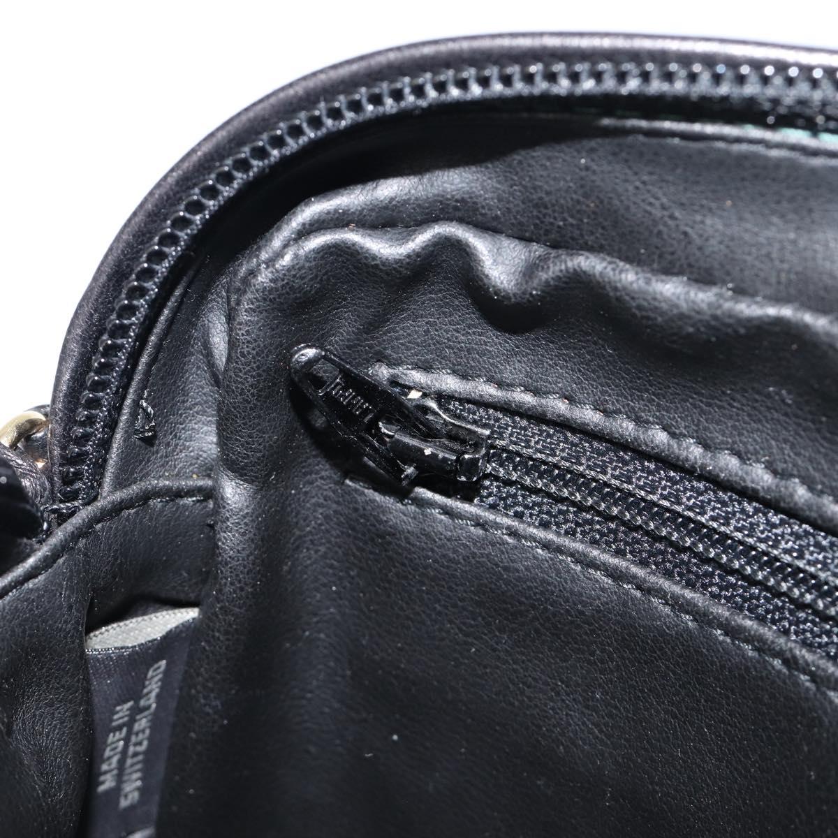 BALLY Chain Shoulder Bag Leather Black Gold Tone Auth BA15570A