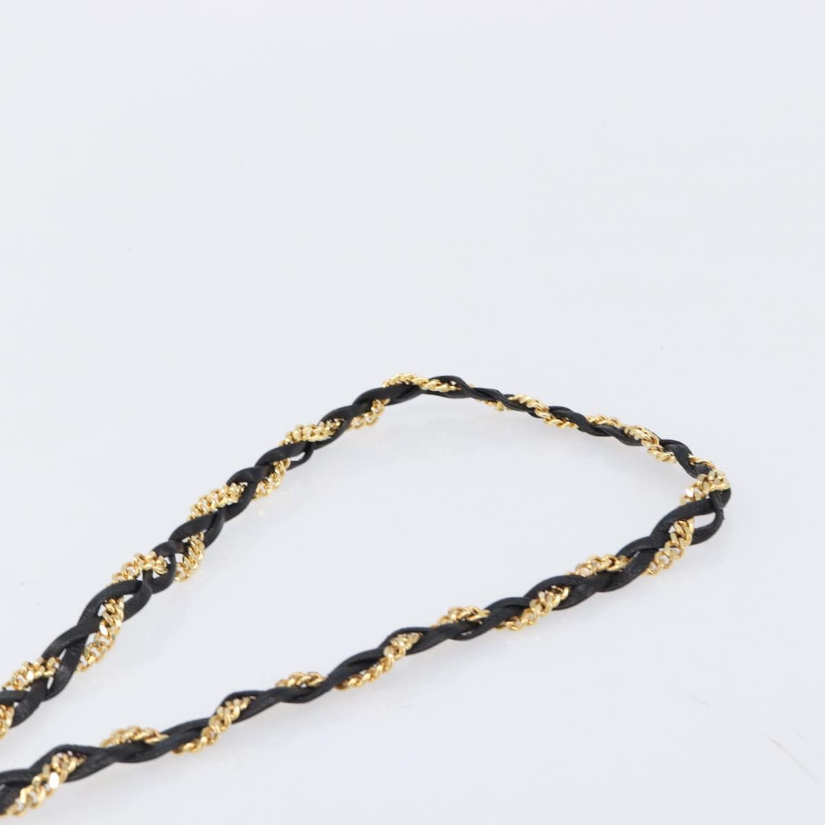 BALLY Chain Shoulder Bag Leather Black Gold Tone Auth BA15570A