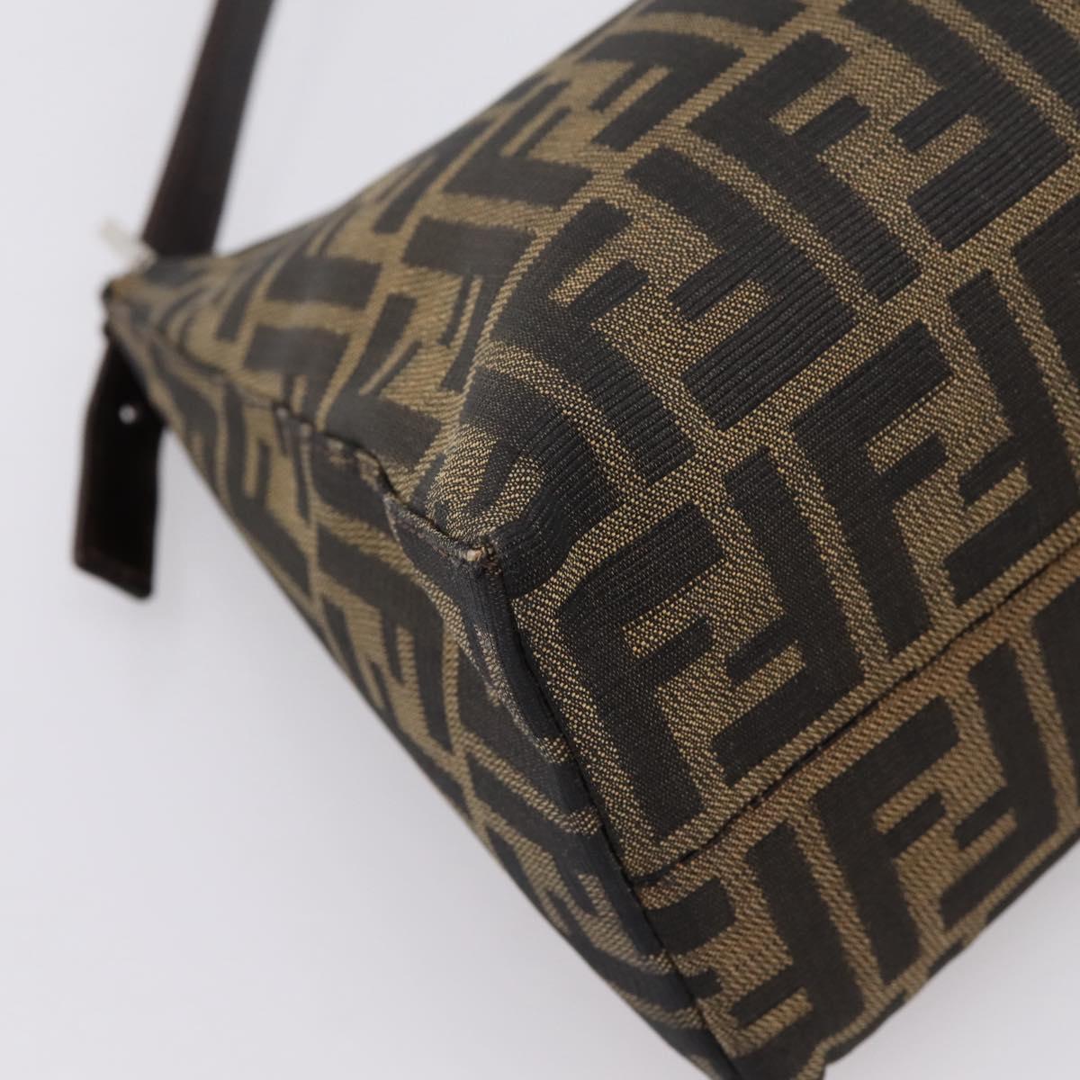 FENDI Zucca Canvas Mamma Baguette Shoulder Bag Black Silver Auth BA15572A