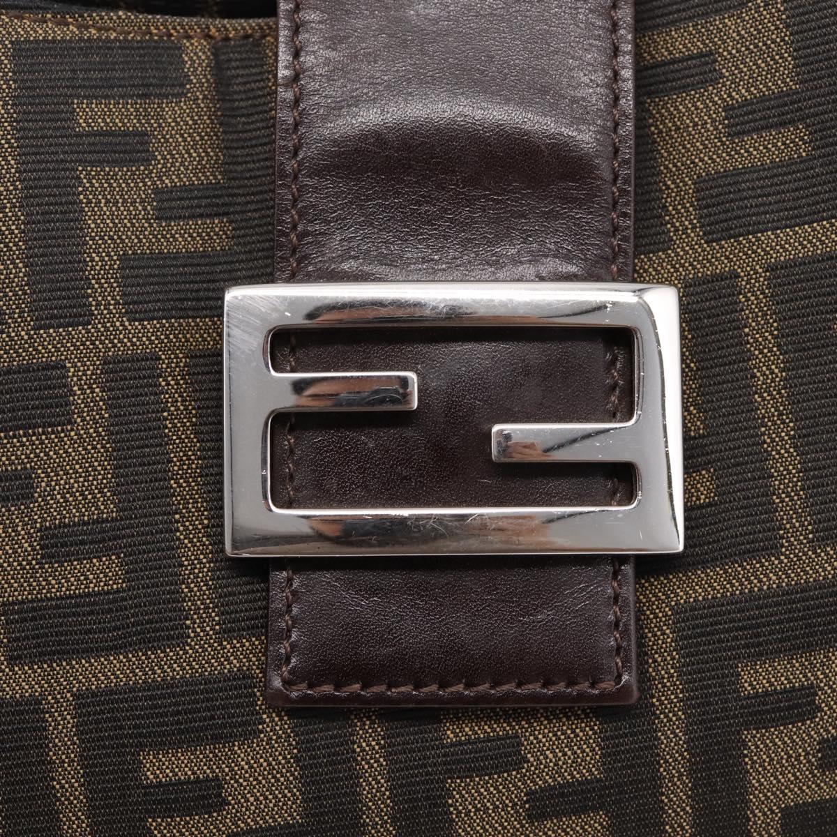 FENDI Zucca Canvas Mamma Baguette Shoulder Bag Black Silver Auth BA15572A